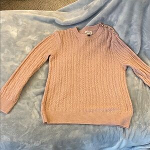 Pink Cable Knit Sweater with gold Button Detail